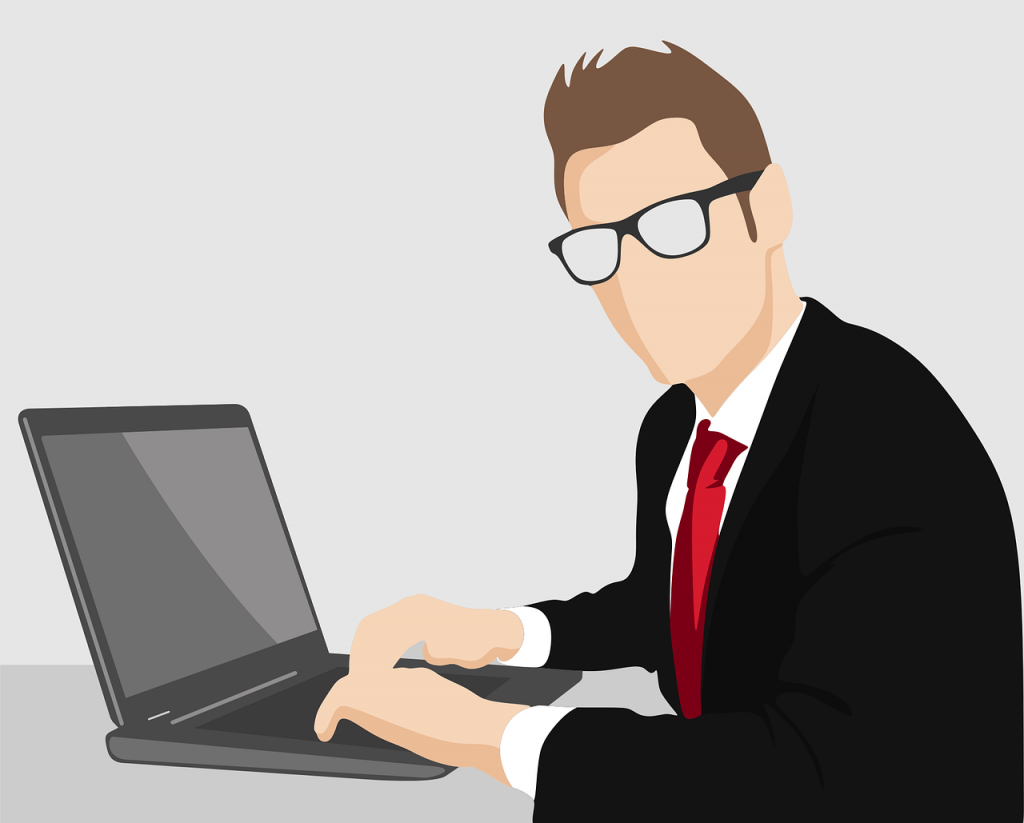 man with laptop cartoon image