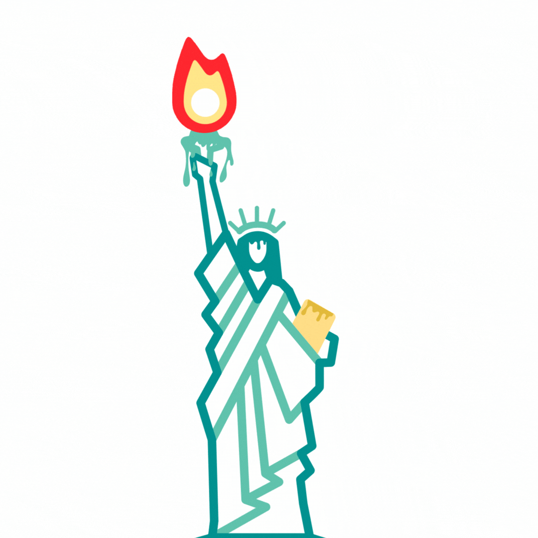Melting Liberty statue icon