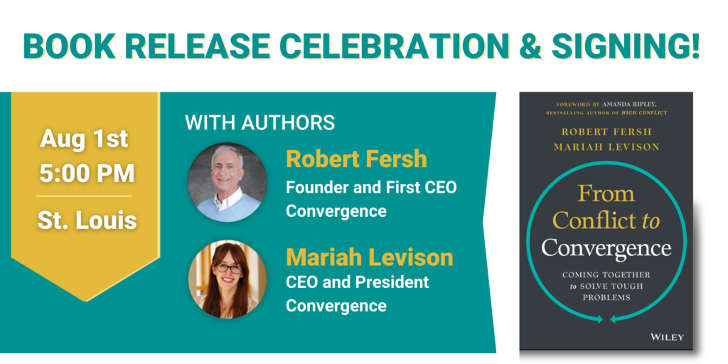 Book Event Header with headshots of authors Rob Fersh and Mariah Levison in St. Louis