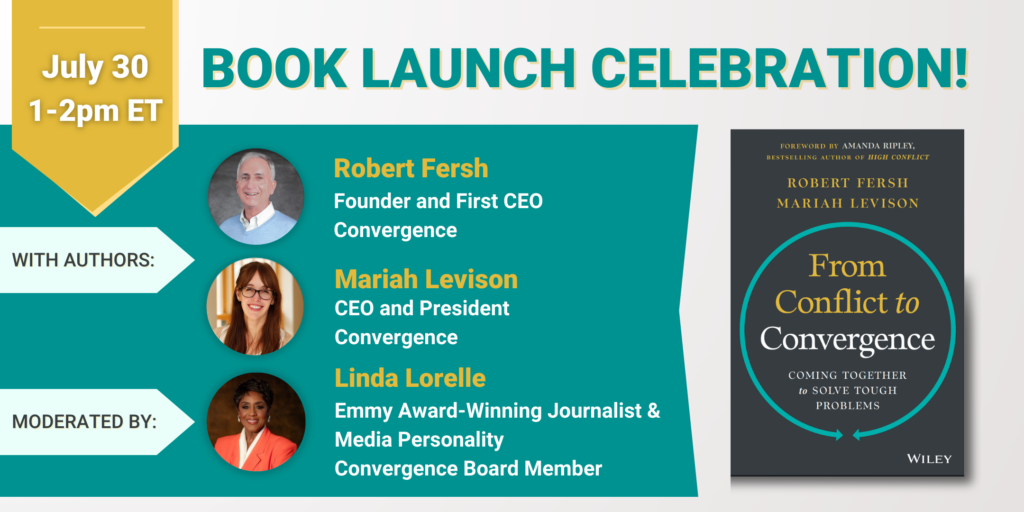 Book Event Header with headshots of authors Rob Fersh and Mariah Levison and Moderator Linda Lorelle