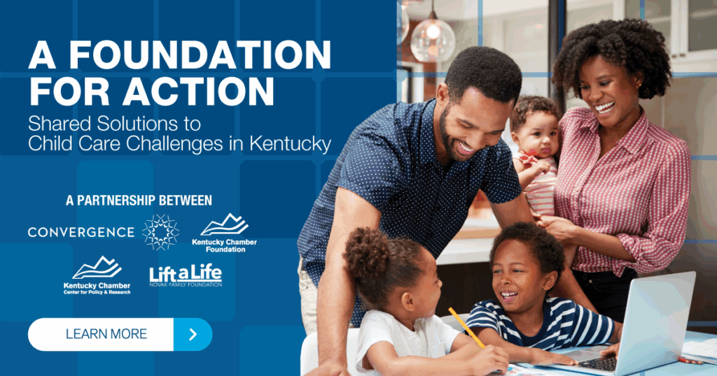 a foundation for Action for Kentucky Collaborative on Child Care cover visual with partner logos