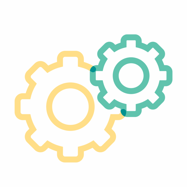 yellow and mint gears icon