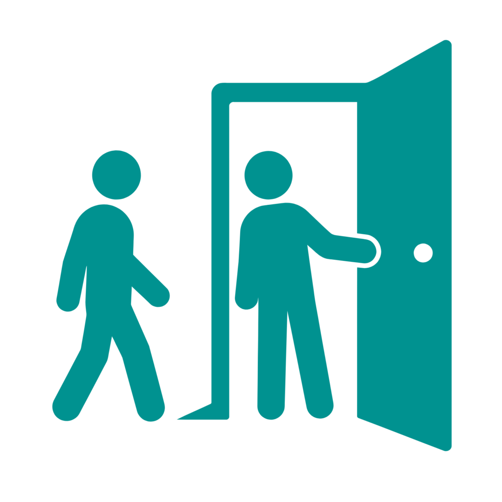 door and two people icon